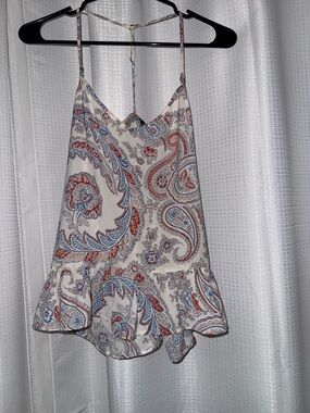 Small women’s Tank Top Abercrombie & fitch print blouse top red blue